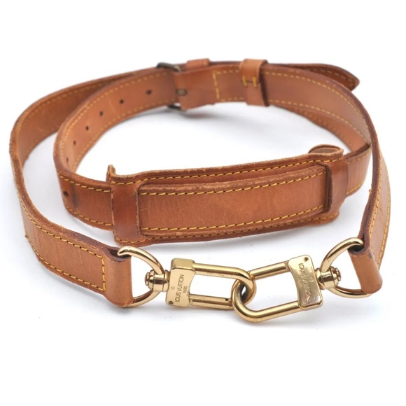 LOUIS VUITTON Replacement Vachetta Leather Shoulder Strap with LV Clasps and Pad - Picture 3 of 17